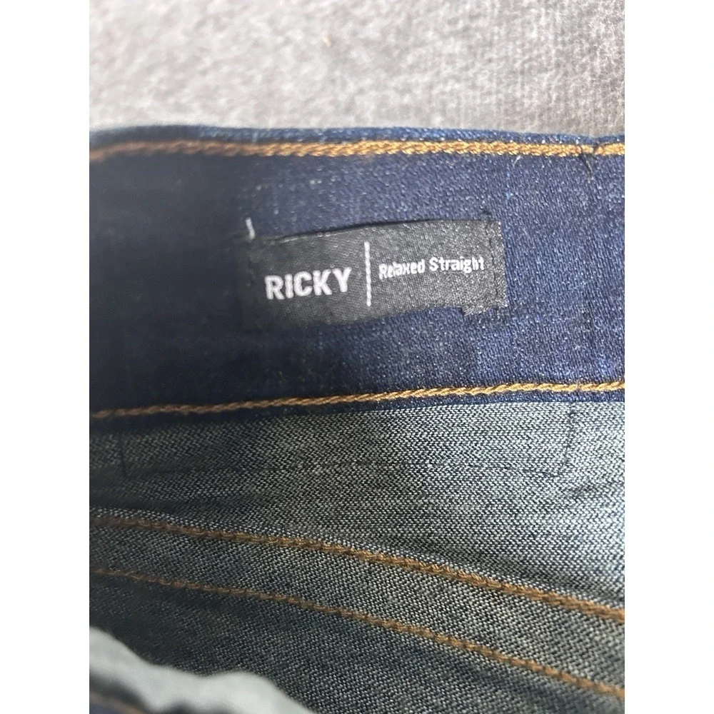 NEW True Religion Jeans Mens 38X34 Dark Blue Denim Pants Ricky Relaxed Straight